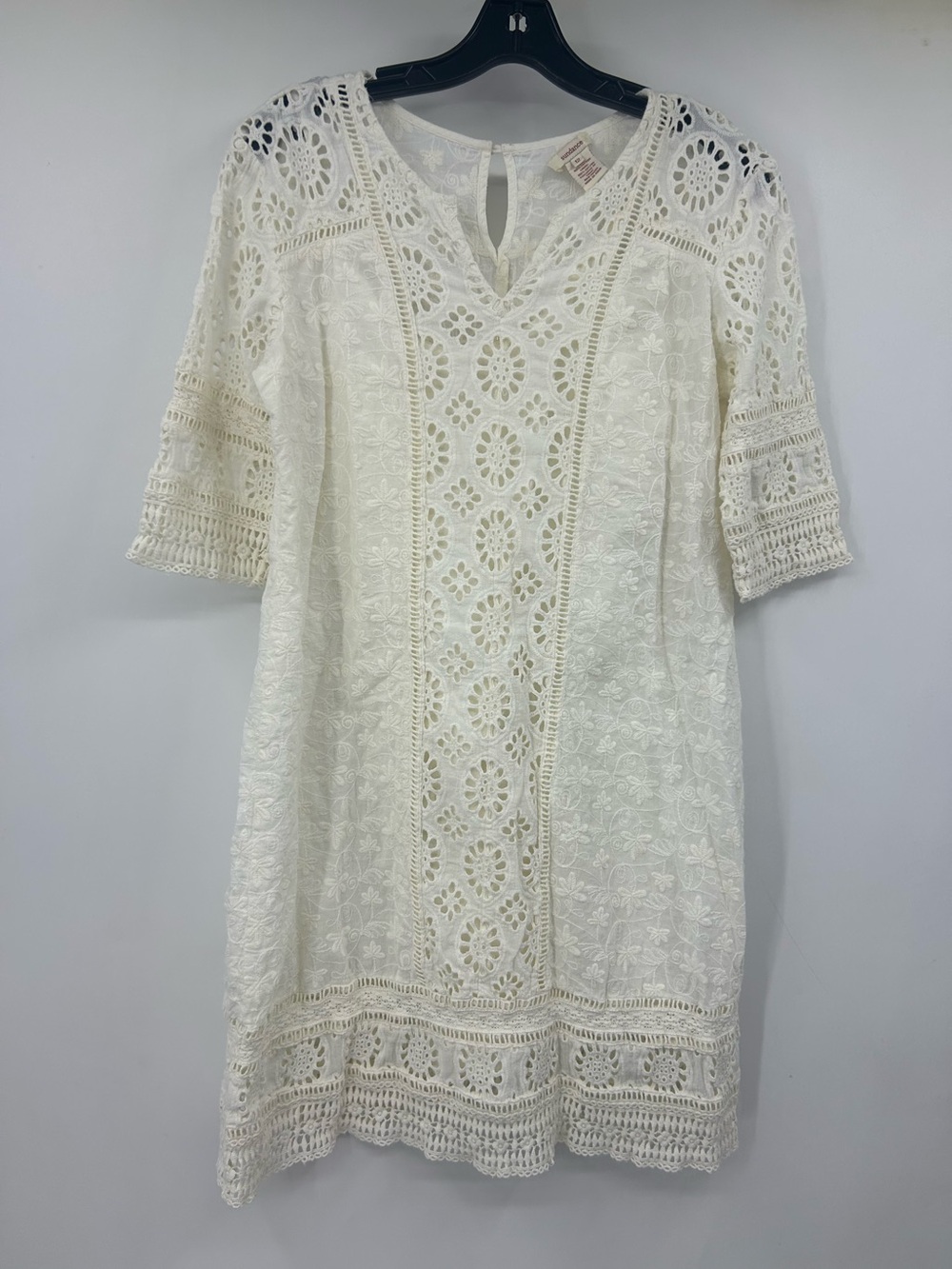 Sundance Women's White Cream 100% Cotton Lined Lace Dress Size 12